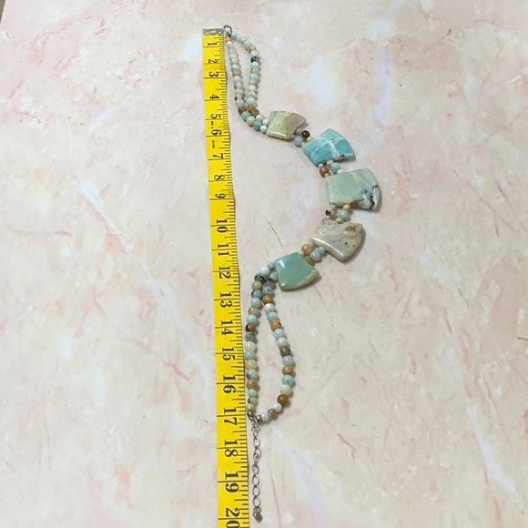 Amazonite Stone Necklace w/ Sterling Chain and Heart - Picture 7 of 8